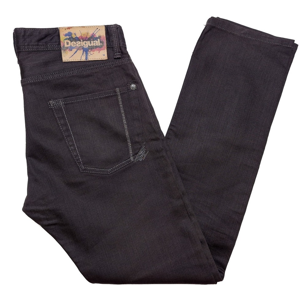 DESIGUAL Men's Denim Jeans Gray Black Button Fly ~ Fits 34 x‎ 33